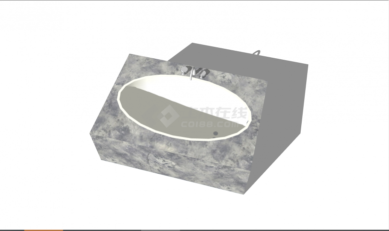 带有大理石纹的椭圆形浴盆的卫浴su模型-图二