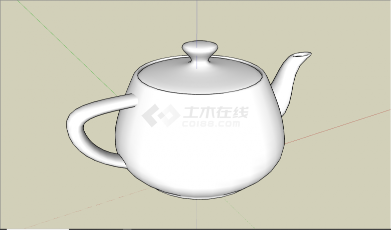 白色长壶嘴瓷质茶壶su模型-图二
