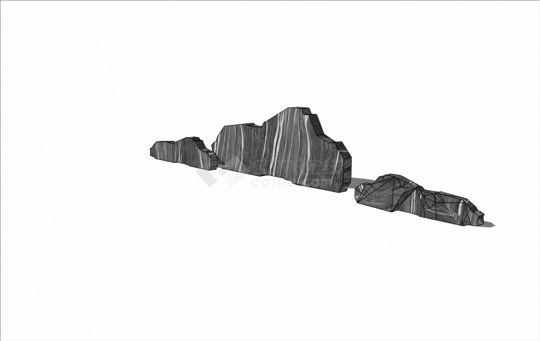 独特现代风格假山置石su模型-图二