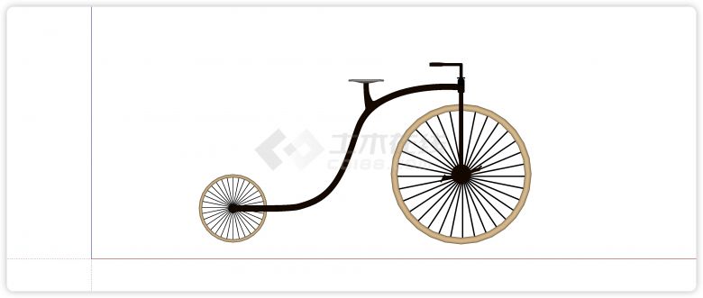 前面大轮后面小轮艺术自行车su模型-图一