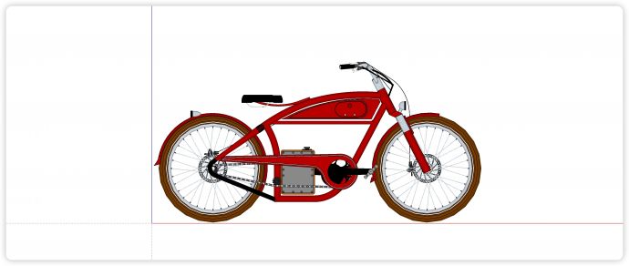 复古红色车架棕色轮胎自行车su模型_图1