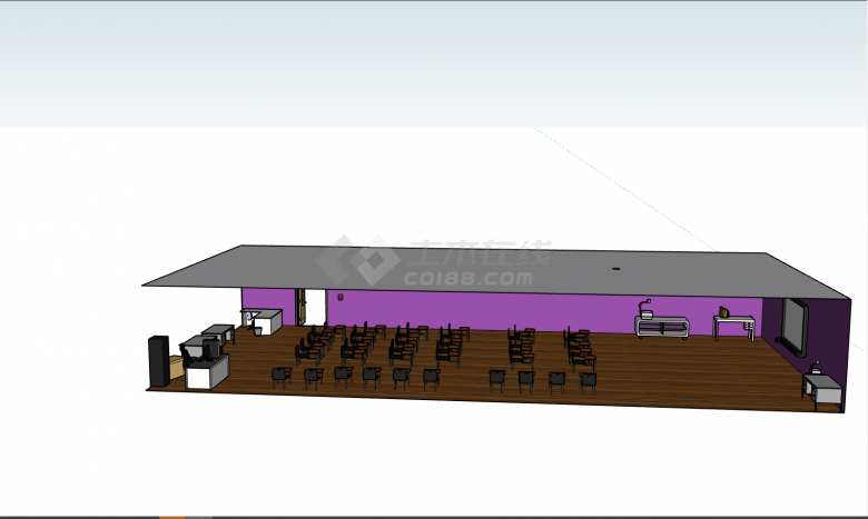 紫色外墙长型教室 su模型-图一