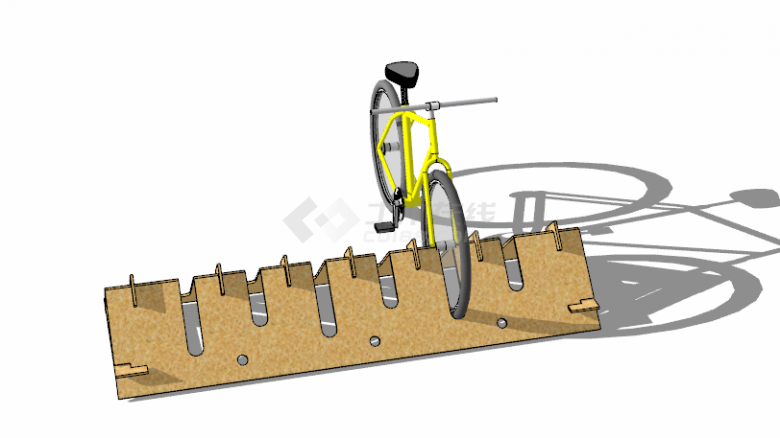 创意木质设计自行车停车架su模型-图二