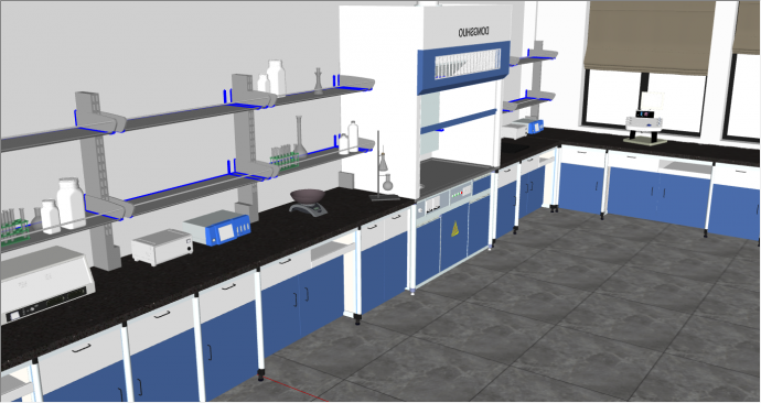 现代高级蓝色实验室su模型_图1