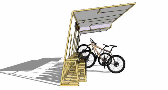 泰式自行车停车棚su模型_图1
