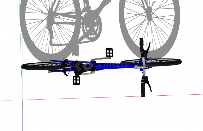 蓝色现代风格山地自行车su模型-图二