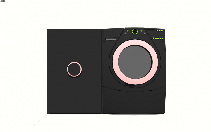 粉黑配色带储物柜全自动洗衣机su模型_图1