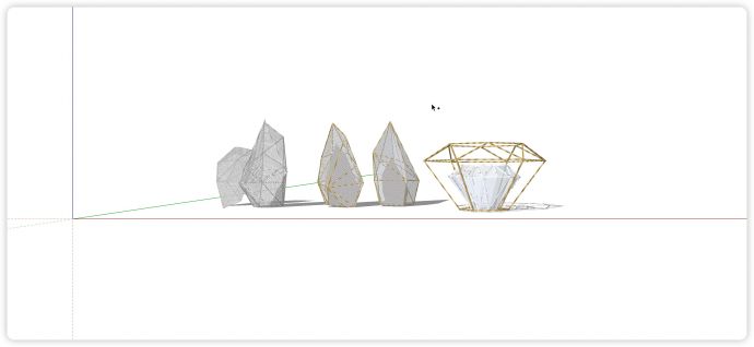 金色钻石造型现代创意雕塑小品su模型_图1