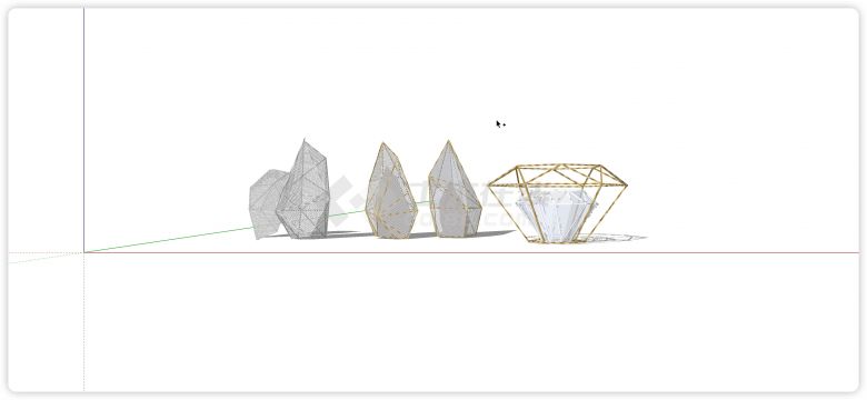 金色钻石造型现代创意雕塑小品su模型-图一