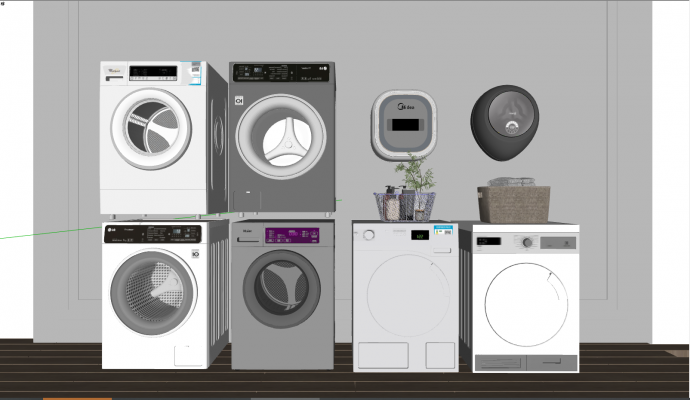 多宽的造型简约的自动洗衣机 su模型_图1