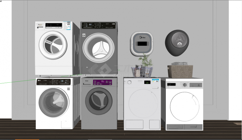 多宽的造型简约的自动洗衣机 su模型-图一