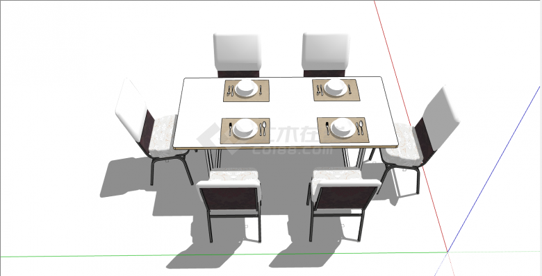 现代简约白色餐桌椅su模型-图二