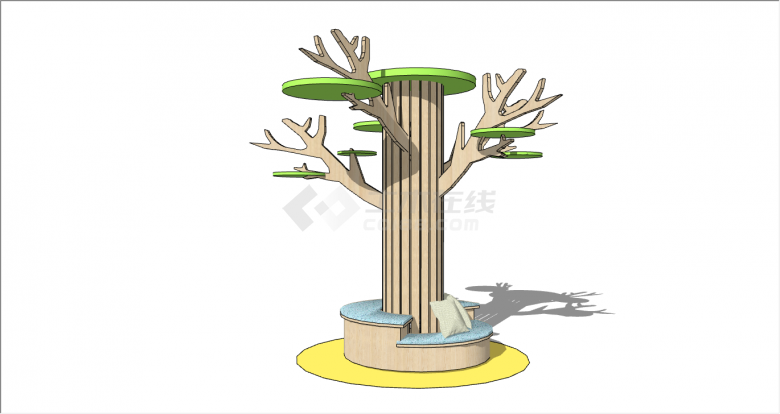 原木卡通树木公园装饰柱包柱su模型-图二