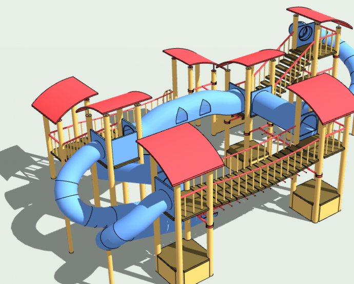 红色顶现代儿童游乐设施su模型 _图1