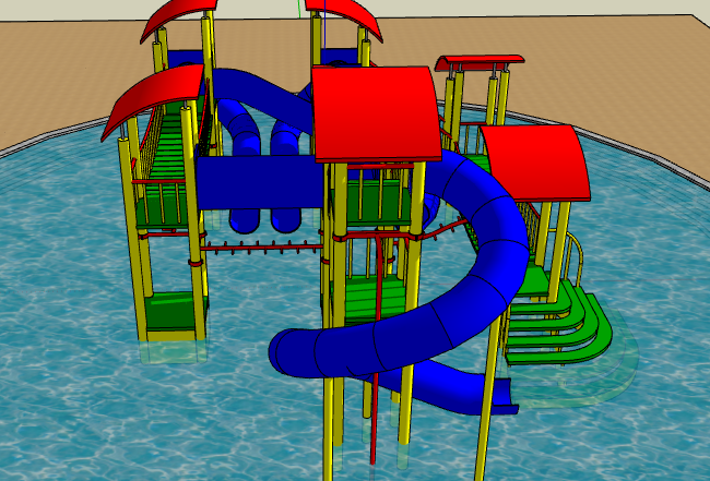 水池现代儿童游乐设施su模型 _图1