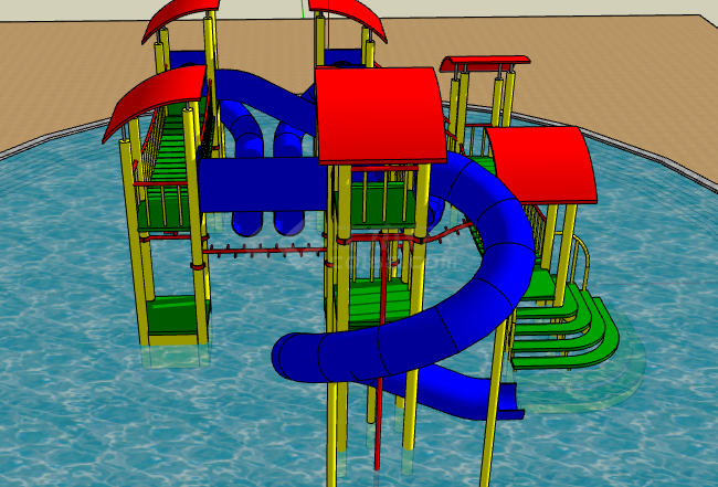 水池现代儿童游乐设施su模型 -图一