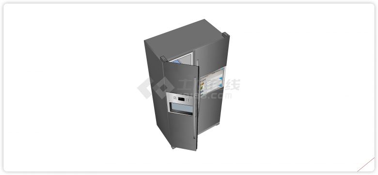 不锈钢冷藏冷冻独立式冰箱su模型-图二