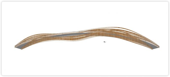 流线型木条围栏景观桥su模型_图1