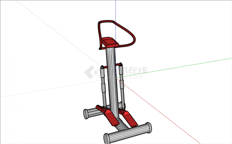 室内简易红色踏步机su模型-图二