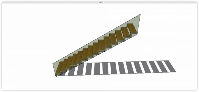 茶色玻璃扶手木踏板楼梯su模型_图1