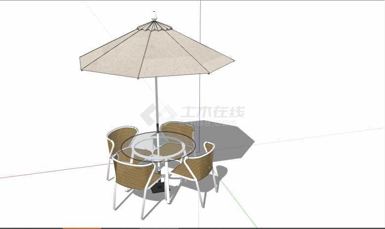 一款简约的精美的室外桌椅 su模型-图一