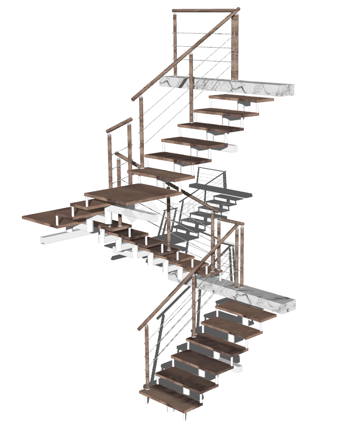 现代木制上下楼梯 su模型-图二