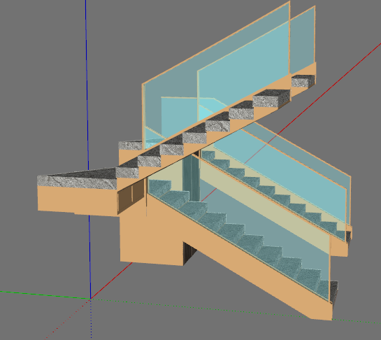 现代轻奢玻璃扶手楼梯su模型_图1