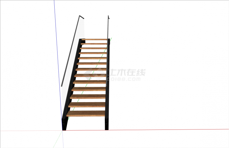 简约木制现代风格楼梯su模型-图一