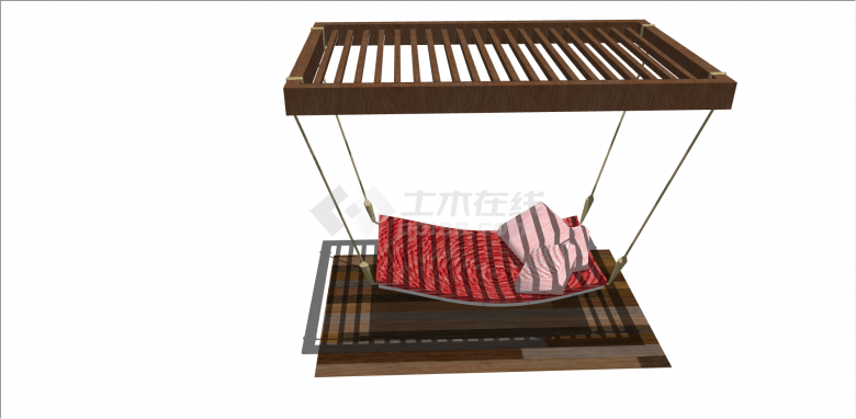 现代木制可休憩吊椅 su模型-图二
