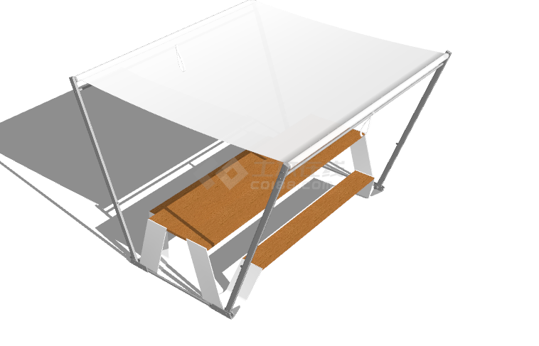 白顶现代遮蔽式户外家具su模型-图二