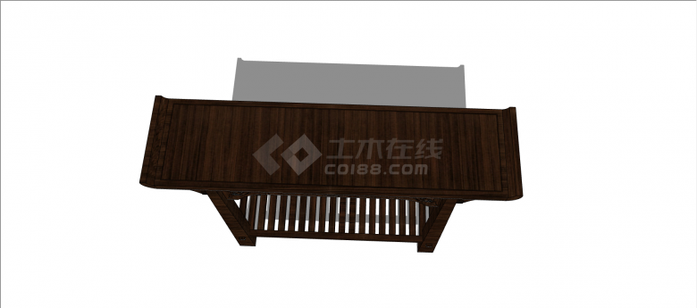 中式木制深棕色案台su模型-图二