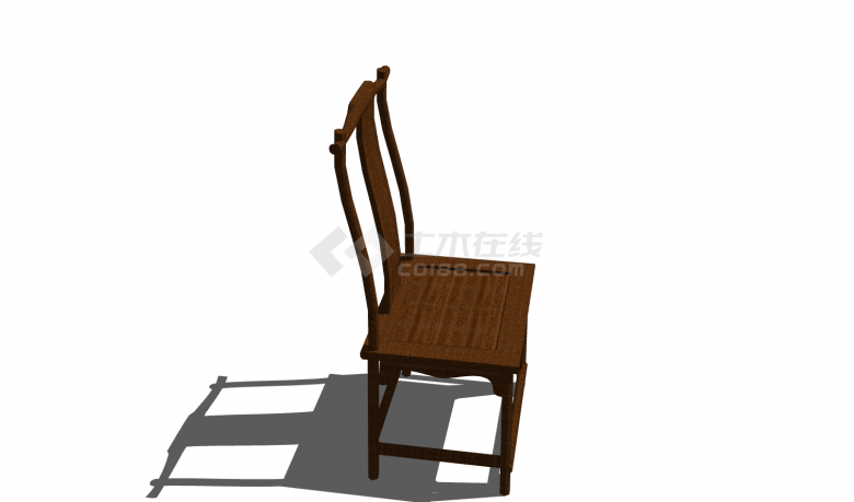 中式木质镂空靠背单椅su模型-图二