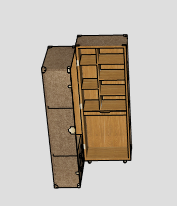 褐色简约打开的衣柜 su模型-图二