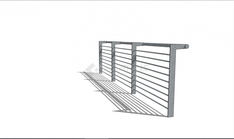 一款灰色的简约的不锈钢栏杆 su模型-图二