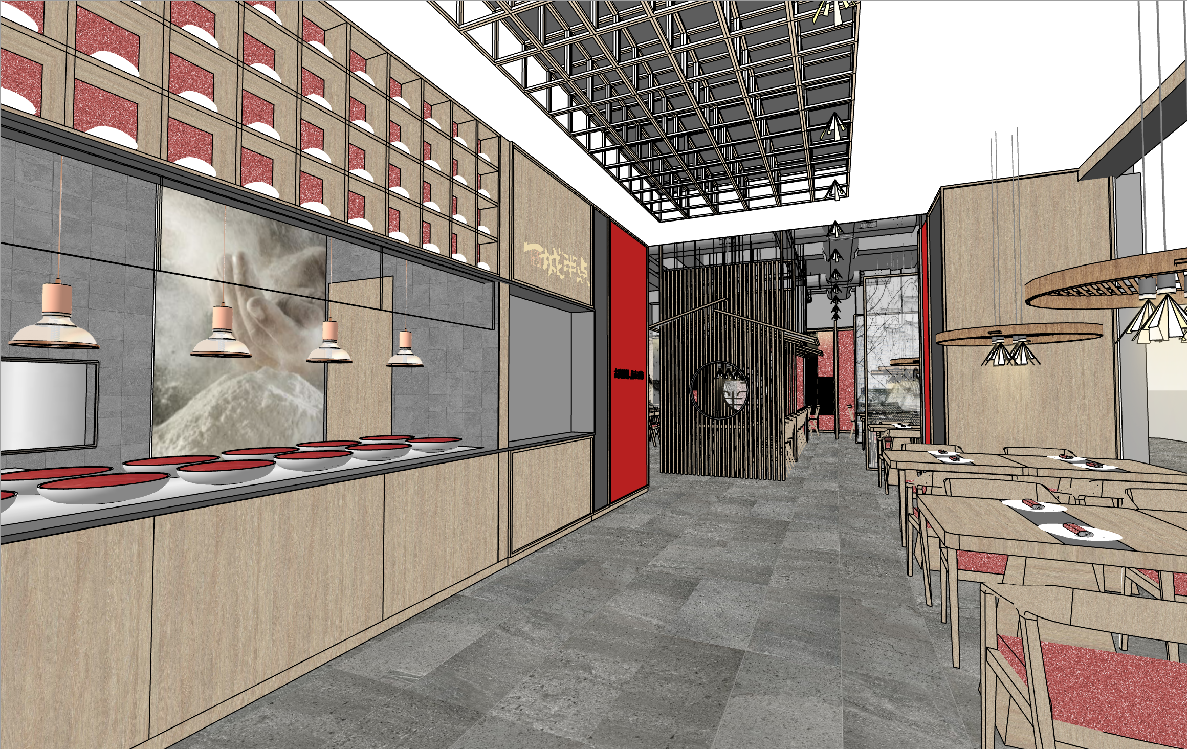独特木制新中式餐厅su模型
