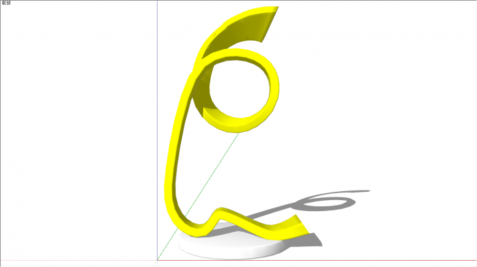 现代创意艺术雕塑黄色几何su模型_图1