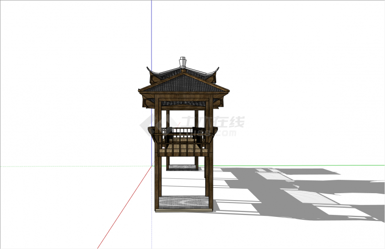 仿古木制中式廊桥su模型-图二