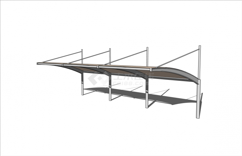 创意现代风格停车棚su模型-图一