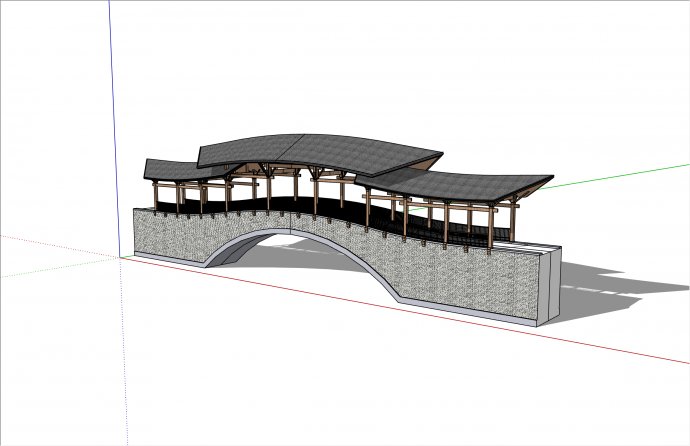 特色中式风格廊桥su模型_图1