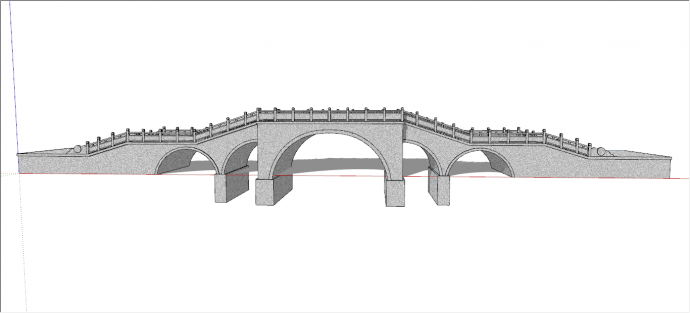 宽阔美丽中式廊桥su模型_图1