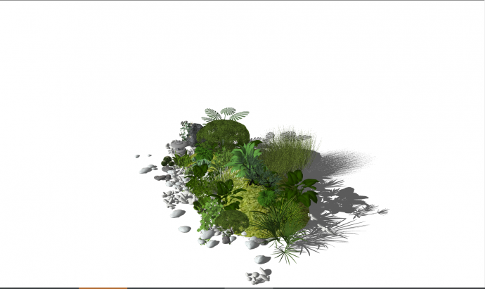 带有鹅卵石的茂密的新中式灌木丛su模型_图1