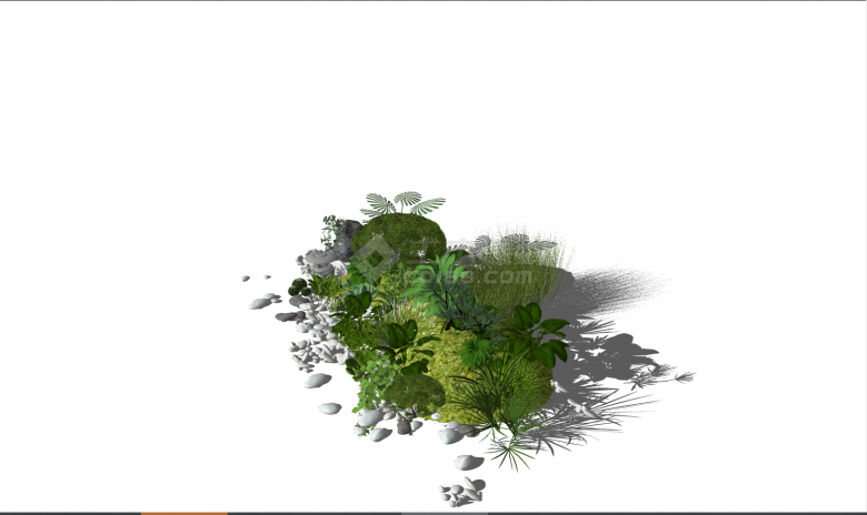 带有鹅卵石的茂密的新中式灌木丛su模型-图一