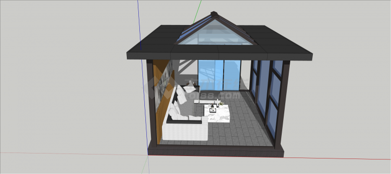 现代休闲区沙发阳光房su模型-图一