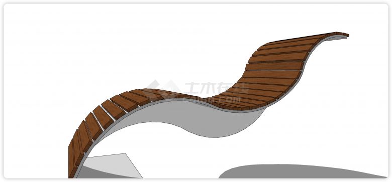 木条拼接两坡道创意坐凳su模型-图二