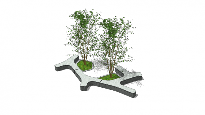 创意坐凳三张带树木su模型_图1