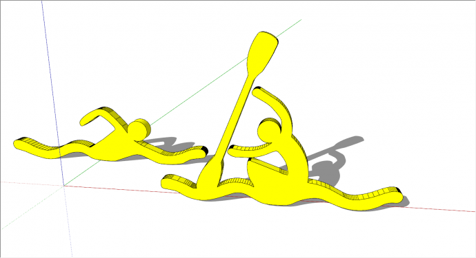 两个黄色运动雕塑su模型_图1