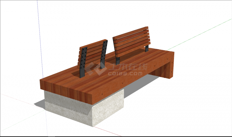 木质简易双面靠背创意坐凳su模型-图二