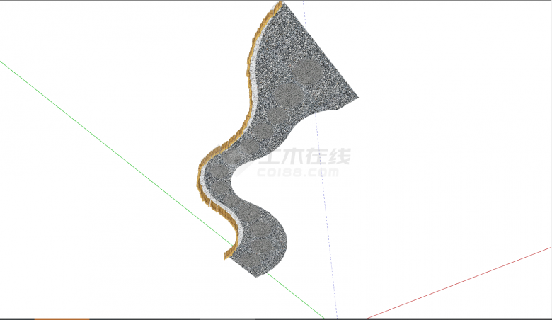 灰色的带有弯曲型的新中式园路铺装su模型-图一
