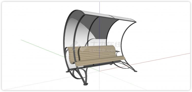 弧形遮阳顶中式坐凳su模型-图一