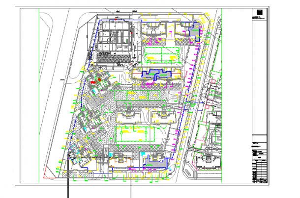 某大型超高框核心筒住宅地块总图给排水施工图-图一